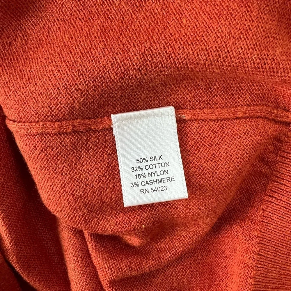 Banana Republic Silk Cashmere Argyle V-Neck Pullover Sweater, Cayenne Orange, M